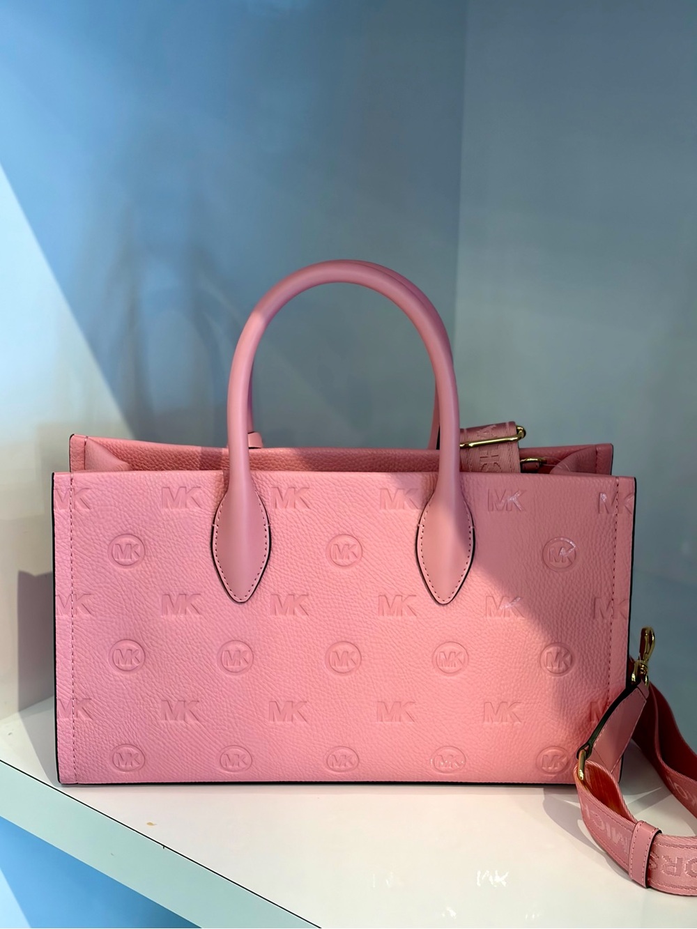 Michael Kors Mirella Medium Logo Debossed Satchel - Picture 4 of 9